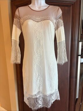 Caribbean Queen Ivory Lace Long Sleeve Sheath Dress